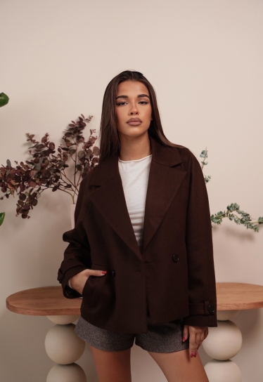 Късо палто от кашмир CASHMERE CIOCCOLATO