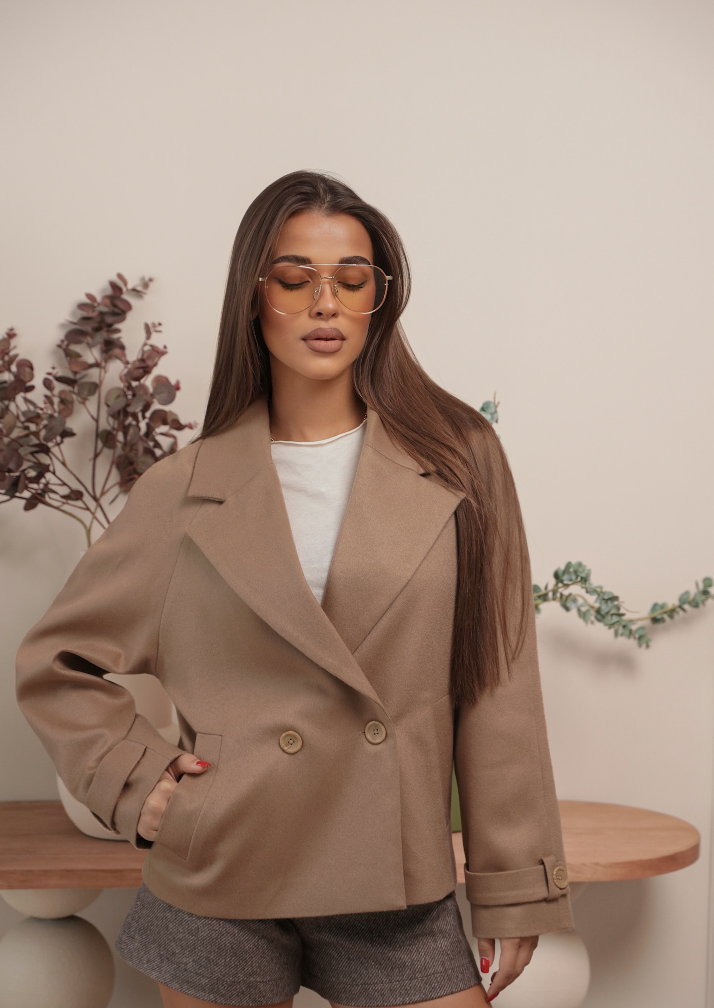 Късо палто от кашмир CAMEL CASHMERE