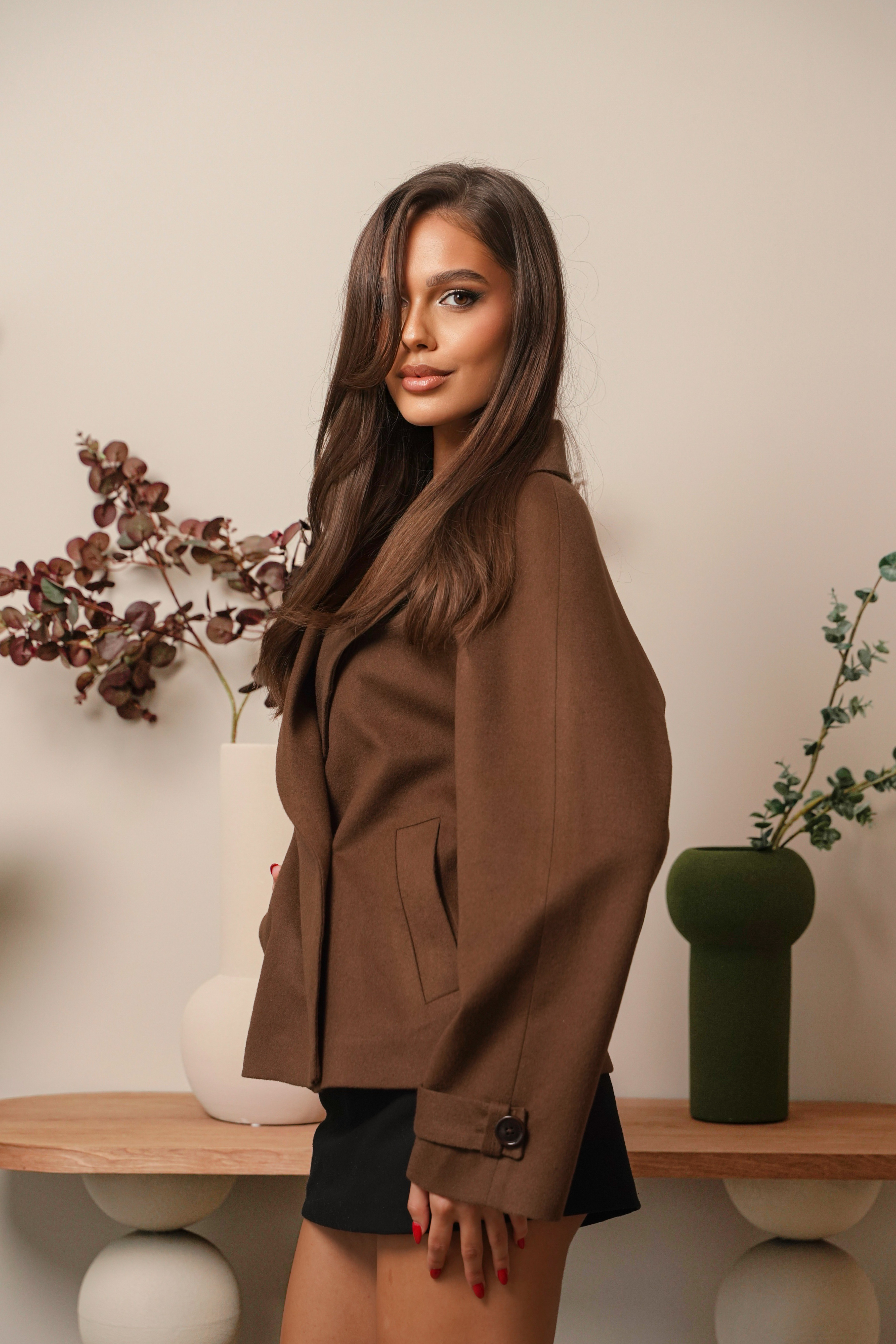 Късо палто от кашмир CASHMERE CIOCCOLATO